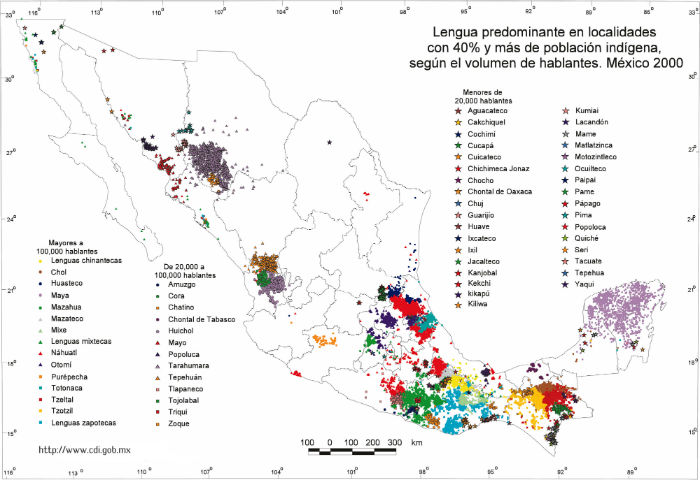 Karte mexikanische Sprachen